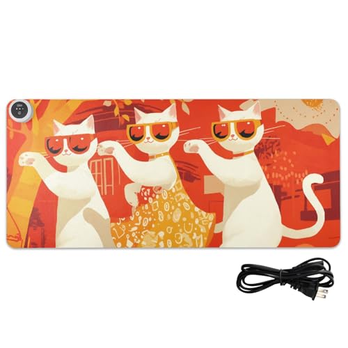 Tapis de souris chauffant grand format 80x33cm en polyuréthane chat - 2