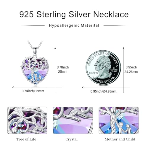 Nana Mom Grandma Aunt Gifts Necklace for Women 925 Sterling Silver Crystal/Opal Jewelry Pendant Birthday Gift3