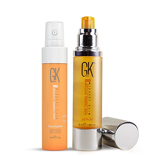 Global Keratin GK HAIR Volumizeher Spray Hair 30ml - Global Keratin GK Hair Smoothing Serum - 100% Pure Organic Argan Oil 1.69 Fl. Oz
