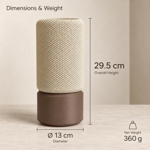 Image of Round Table Lamp | Table Lamp for Bedroom, Living Room and Study Room | Modern LED Bedside Table Lamp for Home Decor | Off-White and Dark Brown | 29.5 x 13 x 13 cm (Without Bulb)