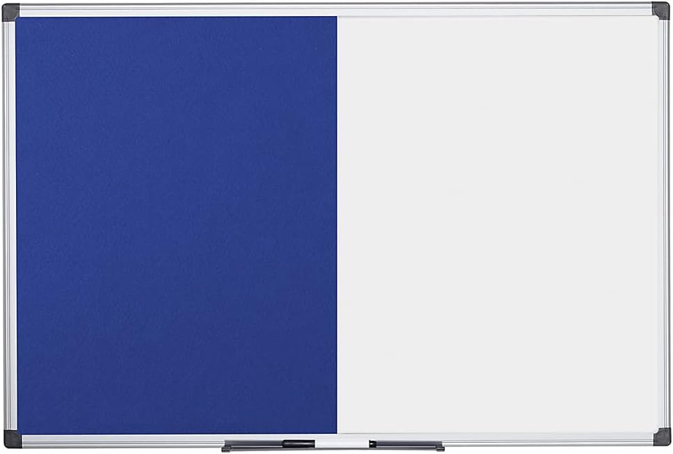 Bi-Office Combination Board Maya, Blue Felt/Magnetic, Aluminium Frame, 120 x 90 cm