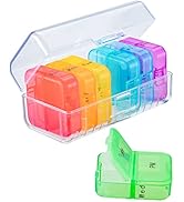 Zoksi Weekly Pill Organizer 2 Times a Day, Rainbow 7 Day Am Pm Pill Box, Daily Am Pm Pill Organiz...