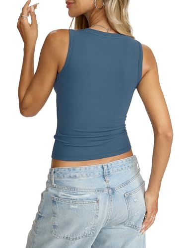 Image of Eachyes Womens V Neck Tank Tops Sleeveless Slim Fit Shirts Summer Going Out Fashion Outfit Clothes 2026