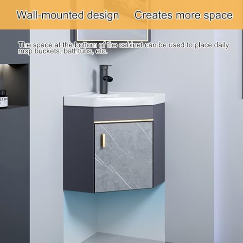 Mueble de baño de esquina con grifo de agua fría y caliente y lavabo mini 6