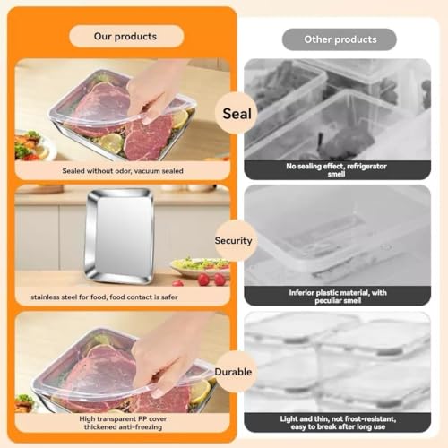 Image of 2000ML Stainless Steel Food Storage Container with Transparent Lid | Stackable Steel Box for Fridge Storage, Meal Prep & Serving | Freezer Safe for Office, Gym, BBQ & Kitchen (6)