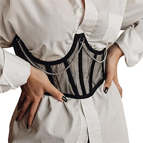 FSDELIV Bustier Corset Mujeres Sexy gótico Punk Estilo Cintura Alta corsés Malla Ver a través de Cintura Cortinas corsés corses Encaje hacia Arriba corsés Deshuesado Shapewear Cover