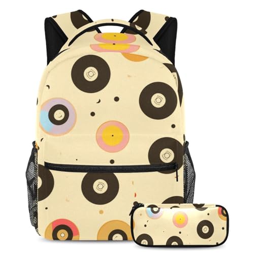 Sac d'école multicolore motif disques jaunes pour exprimer sa créativité