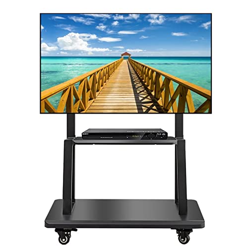 Universal Mobile TV Cart on Wheels for Entertainment Center, 40-75 Inch Floor TV Stand with Mount and Laptop Shelf, 150kg