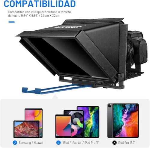 Miniatura 9 de Neewer X12 14 Inch Teleprompter De Aleación Aluminio Para Ipad Tablet Smartphone Dslr Cámaras Con Control Remoto, Estuche App Compatible Con Ios Android Para Online Teaching Vlogger Live Streaming