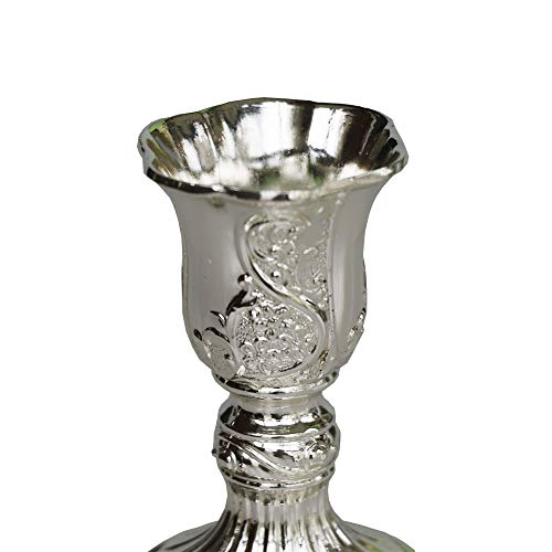 Jazplayer Silver Taper Candle Holders With Deluxe Engraved Design thumb #1