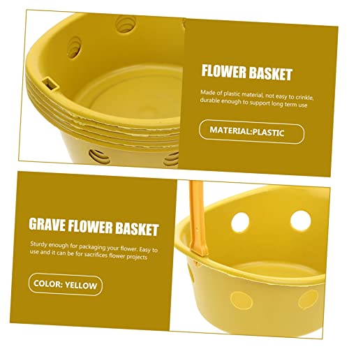 FOYTOKI 5pcs Plastic Handheld Flower Basket for Mourning Chrysanthemum Holder for Funerals and Grave-sweeping Activities Unique Design Without Flowers - Thumbnail 6