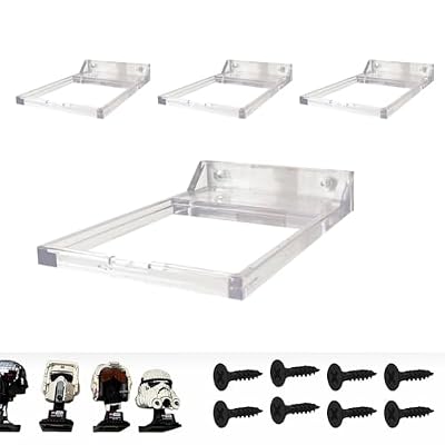 TEYOUYI 4PCS Wall Mount for Lego Star Wars Helmet Display Shelf for Lego Star Wars Helmet Compatible with All Standard Helmets Transparent