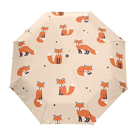 Funnyy Automatic Folding Umbrella with Foxes Pattern Cover