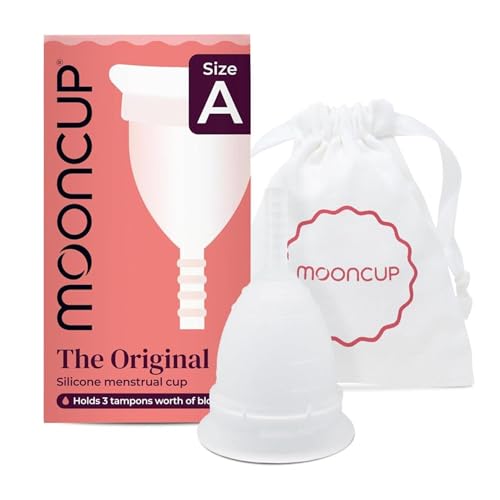 Mooncup Original Menstrual Cup - Medical-Grade Silicone Period Cup for Protection - Holds 3 Tampons Worth of Fluid - Toxin-Free Eco-Friendly & Easy to Insert - Size A (for 30+ or Post-Childbirth)