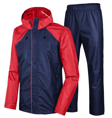 Image of Mens Raincoat Suit with Pant Set Modestra Series | Waterproof Lightweight Breathable Rain Wear | Waterproof Zipper Raincoat for men waterproof