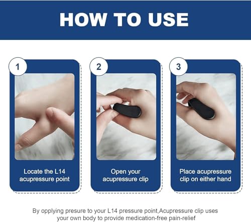 Image of SR Pack of 2 Sugar Control Acupressure Clip for Diabetics Sugar Control LI4 Acupressure Point Clip Headache Relief Products Migraine &Tension Relief