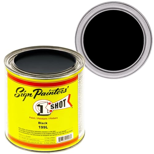 1 Shot Lettering Enamel Paint Professional Pinstriping and Lettering Paint 4 Ounce Can 199L/4Z (199L- Lettering Black)