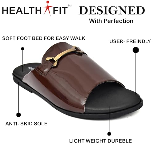 Image of HEALTH FIT Extra Soft Comfortable Traditional Ethnic Chappal /Slippers Wedding & Festive Sliders for Gents /Boys Lightweight flexible TPR sole & Easy-to-wear slip-on design cushioned for Men HF7017