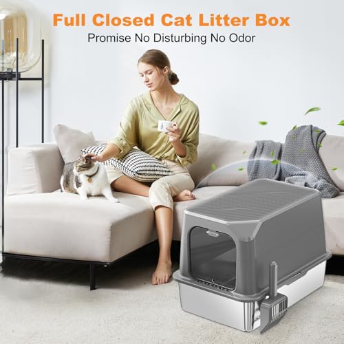 Arenero para gato XXL de acero inoxidable con tapa miniatura 6