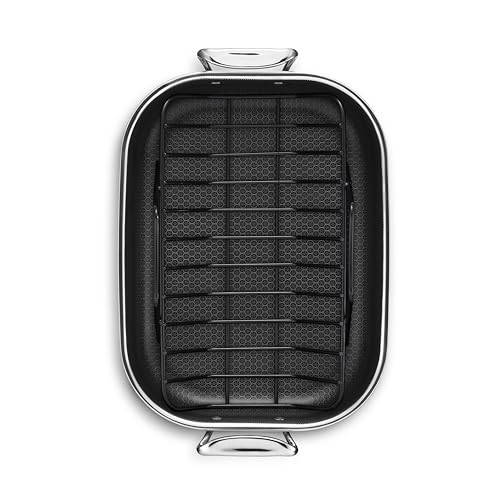 HexClad Hybrid Nonstick Small Roasting Pan with Rack, Dishwasher-Friendly, Oven-Safe Up to 900°F, Compatible with All Cooktops - Image 3
