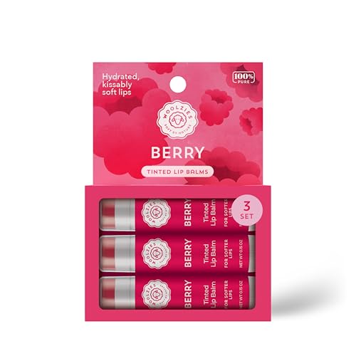 Tinted Lip Balm Set: All-Natural Shea Butter, Beeswax, Coconut Oil, Vitamin E Infused Lip Moisturizer Care Treatment (3 Pack, Berry) image 4