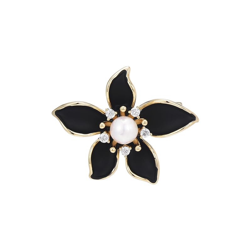 Image of Flower Brooch Pin Gold-Plated Enamel Brooch Lapel Pins Flower Jewelry for Women