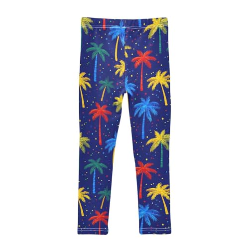 Rainbow Palm Tree Dots Girls Leggings Soft Stretch Workout Yoga Dance Pants for Kids Casual Tights2
