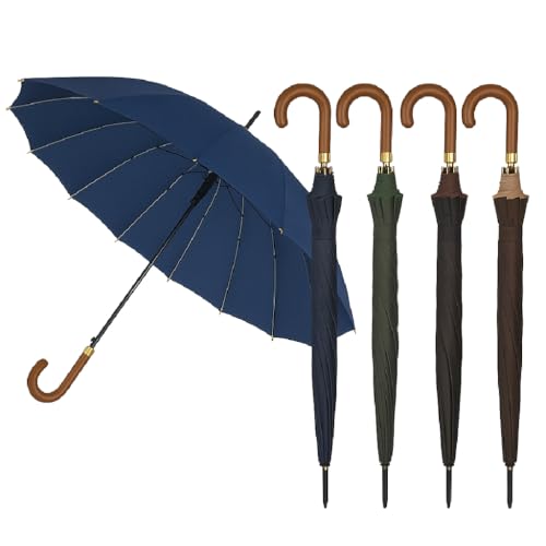 DANYX Kit 4pezzi Ombrello Antivento 16 Stecche in Fibra di Vetro – Apertura Automatica, Extra Grande, Resistente e Elegante per Pioggia e Vento (Tinta unita)