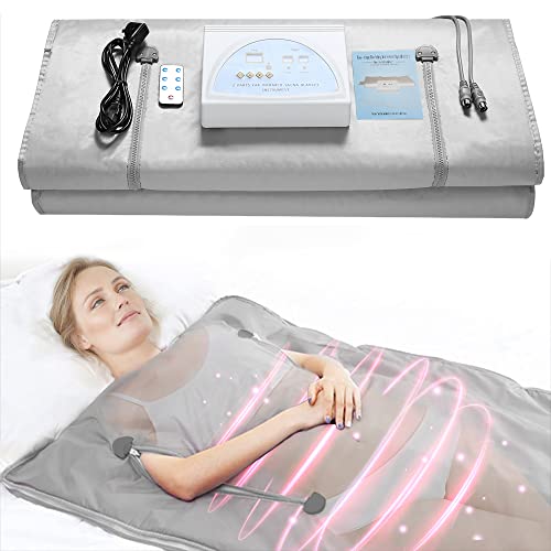 S SMAUTOP Manta de Sauna, Manta de Terapia de Calor Digital de infrarrojo lejano (FIR) de 220 V y 2 Zonas Cover