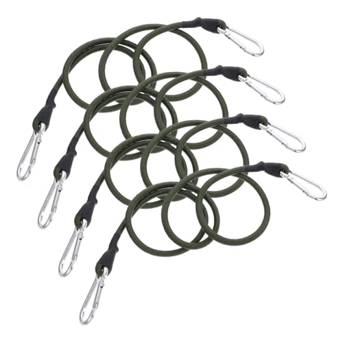 Hohopeti 4pcs Luggage Binding Rope Camping Rope Cord Elastic Binding Rope Climbing Cord Outdoor Tent Rope Camping Handing Rope Hiking Bag Rope Outdoor Bungee Cord Olive Green Aluminum Alloy