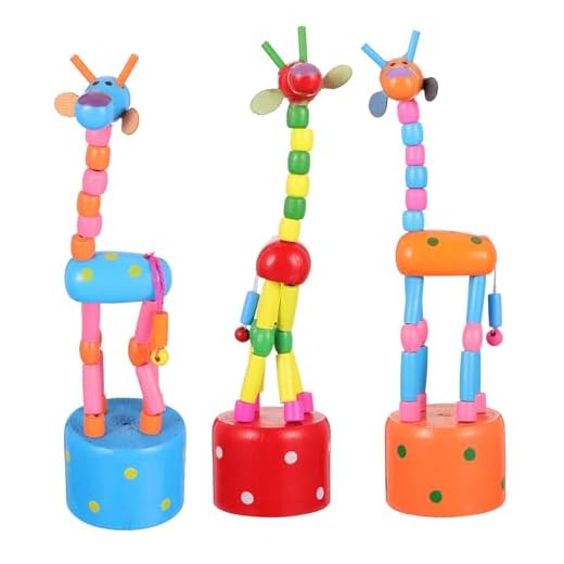 3st Giraffenverzierung Tierische Schubpuppen Miniatur Tierfiguren Tierische Fingerpuppen Dekofigur Giraffe Tierisches Schaukelspielzeug Holzpuppen Puzzle Hölzern Holzschnitzen Kind
