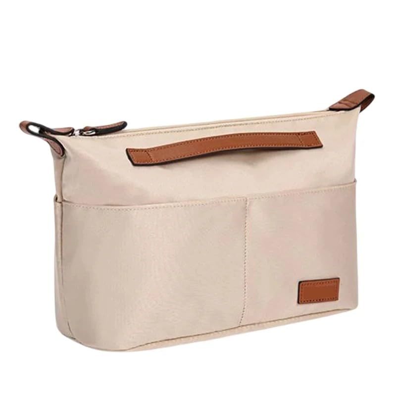 Générique Organisateur de sac main, insert intérieur en satin, compatible avec Le Pliage et Tote Bags (accessoire tiers), Beige - S - 23×14×9 cm
