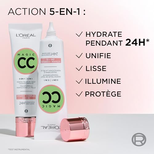 L'Oréal Paris - CC Crème 5-en-1 - Crème Universelle Anti-Rougeurs - Enrichie en Vitamines B5 et E - Hydratation 24H - Peaux Sensibles et Peaux Grasses - Magic CC Crème - Teinte Universelle - 30 ml – Image 4