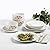 Tabletops Gallery 12-Piece White Floral Ceramic Dinnerware Set of Kitchen Dishes, Soft Square Dinner Salad Plates Cereal Bowls, Service for 4, Caroline