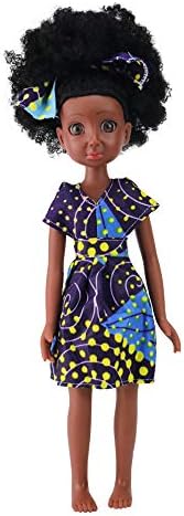 TUSALMO 2019Newest 15-Inch Miniature Doll Fashion Princess Doll, Lifelike Ethyl Silicone Doll, Children's Birthday, Collectible African-American Holiday Doll.(Yellow Dress)