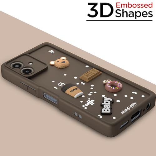 Image of Outlouders Back Cover for Moto G54 5G / G64 5G | 3D Cartoon Cute Fun Bear | Silicone Full Body Protection Bumper Case (Brown)