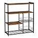Produktbild VASAGLE Standregal mit 2 Metallkörben, Küchenregal, Bäckerregal mit Haken und Regalablagen, Mikrowellenregal, 80 x 35 x 95 cm, Industrie-Design, Vintage, Dunkelbraun KKS96X