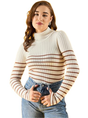 Image of 98 Degree Women Pure Cotton Turtle Neck Sweater Has A Full Sleeve & Straight Hem-AW25AZG1157-BLACK