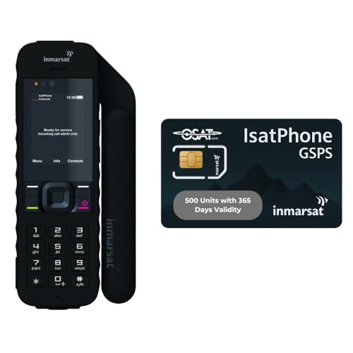 OSAT Inmarsat IsatPhone 2 + 500 unidades (333 minutos) SIM prepago global válida durante 365 días | Teléfono satélite global con voz confiable | Batería de larga duración | Seguimiento GPS | Diseño