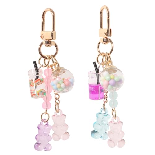 Mikovivi 2pcs Cute Bear Keychain, Resin Candy Color Macarons Bear