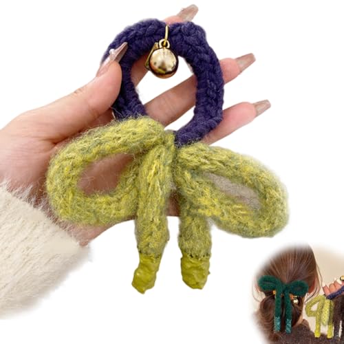 Mohair knitted Hair Clips, Mohair Hair Bows, Handmade Hair Bow, Hair Accessories for Women Toddlers Teens Kids (light-green)