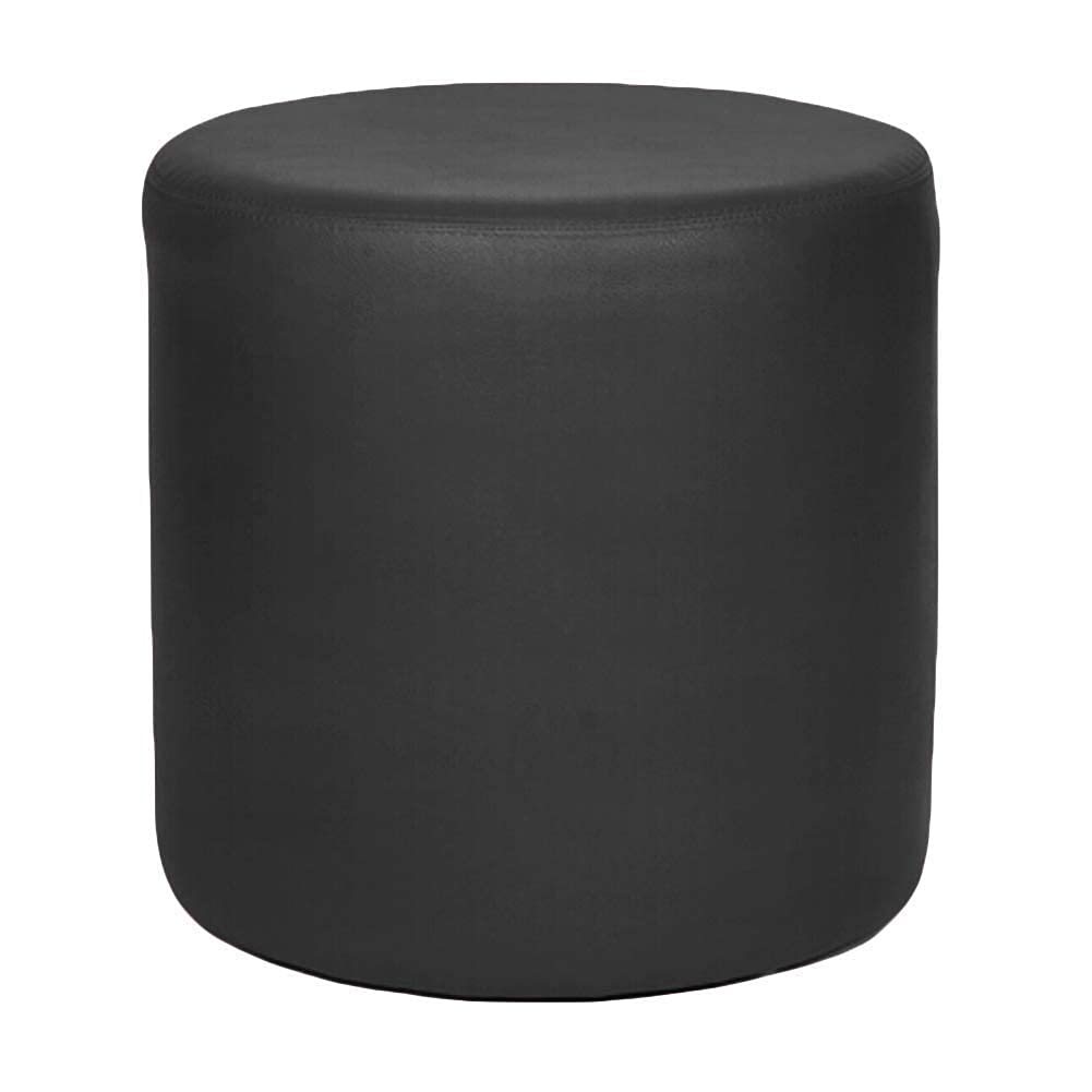 Pouf Rond rembourré en Cuir, Pouf Repose-Pieds en Bois Massif carré en Cuir Table Basse de Salon Petit Banc-Noir 40x40x40cm (16x16x16)