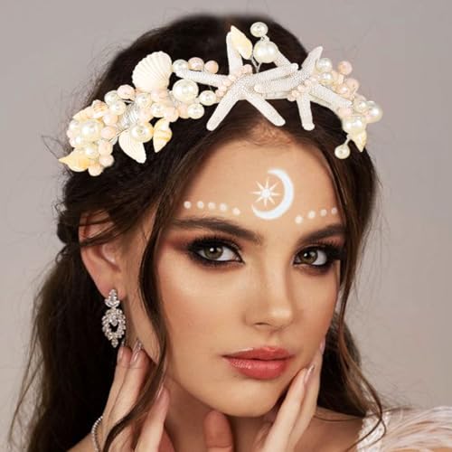 Zoestar Serre-tête étoile de mer avec perles et coquillages - Accessoire de cheveux pour femme