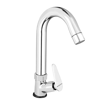 ANATOMIX Swan Neck - Pan Full Brass Chrome Finished, Table Deck-Mounted Swan Neck Tap for Kitchen Bathroom
