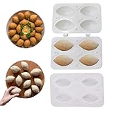 Tissting Kibbeh Maker Mold 7.4cm/2.9inch 4 Grids Meatball Tools Meatball Mould ABS White 2.9in Kitchen Tool Manual Meatloaf Maker Press for DIY Fish Rolls Fried Spherical