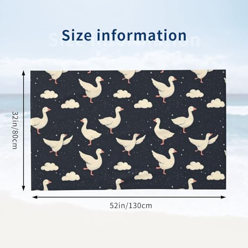 Serviette de douche absorbante blanche motif oie mignonne en microfibre - 3