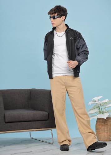 Image of Dollar Men's Polyester Colourblock Windcheater Jacket With Zipper Pockets