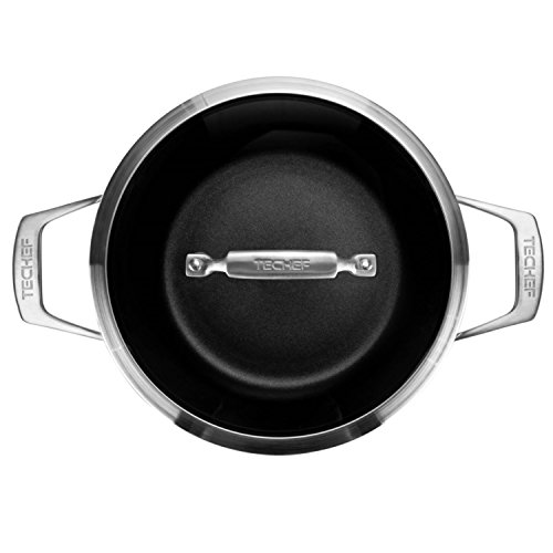 Techef - Onyx Collection - 5-Quart Soup Pot With Glass Lid, Coated With New Teflon Platinum Non-Stick Coating (Pfoa Free) (5-Quart) #TOP2