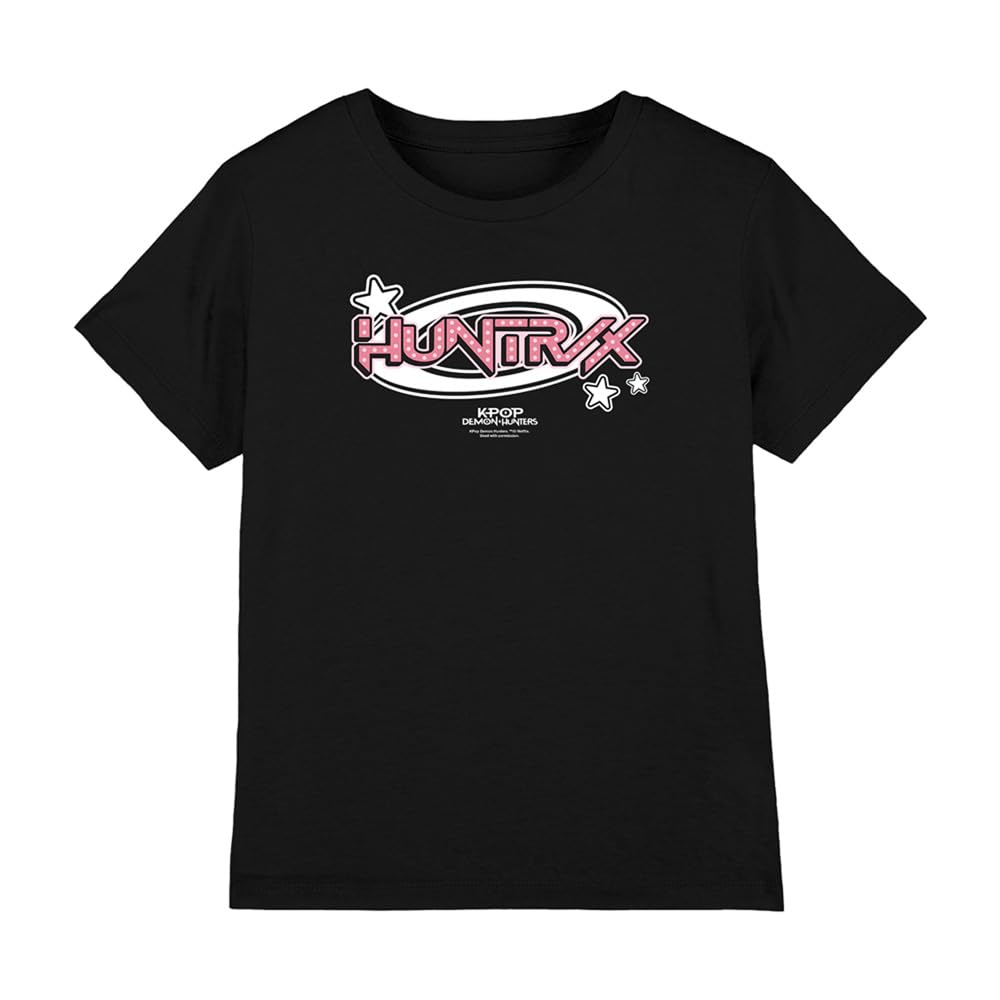 Kpop Demon Hunters Huntrix Circle Logo Kids T Shirt, Black, 9-11Y