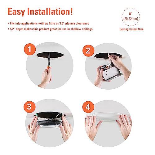 Halo Hlb8169Fs1Emwr Canless Large Led Recessed Light Selectable 2700K, 3000K, 3500K, 4000K, 5000K Cct 8 Inch White #TOP5